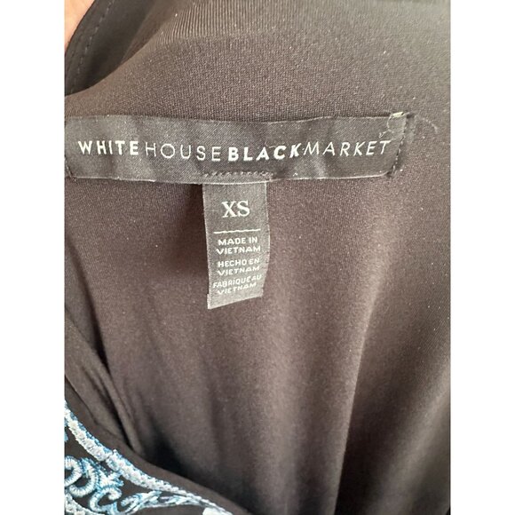 WHITE HOUSE BLACK MARKET WHBM Navy Blue White Floral Dress Size XS - Picture 4 of 6